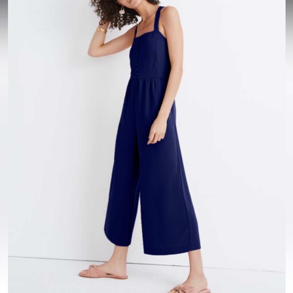 MADEWELL Smocked Button-Front Crop Jumpsuit - Sz. 2